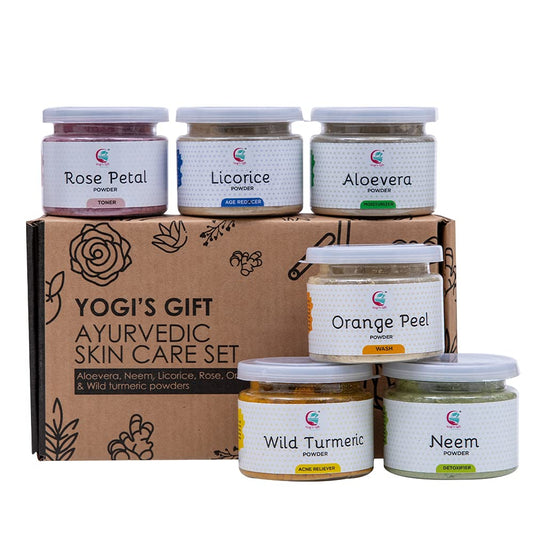 Ayurvedic Skin Care Sampler | Six Powders in One Pack | Aloe Vera Powder, Rose Powder, Wild Turmeric Powder, Licorice Powder, Neem Powder & Orange Peel Powders 1oz Each | Soap Making Ingredient