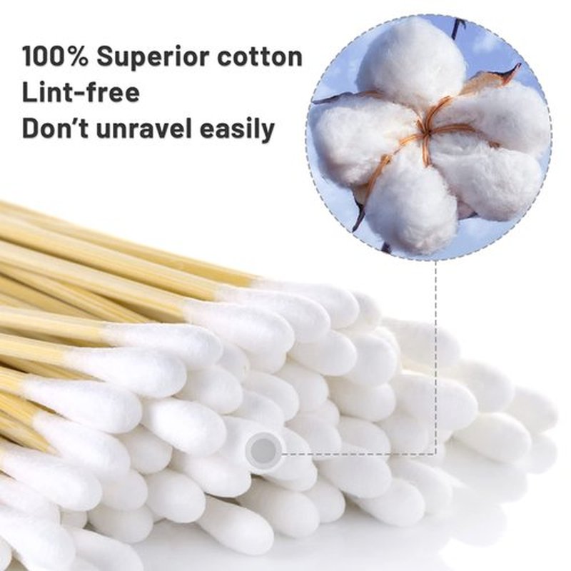 1000PCS 6 inch Long Cotton Swabs - 100% Cotton Swabs with Wooden Sticks - Lint Free, Highly Absorbent Cotton Tipped Applicators for Makeup, Gun Cleaning, Pet Care