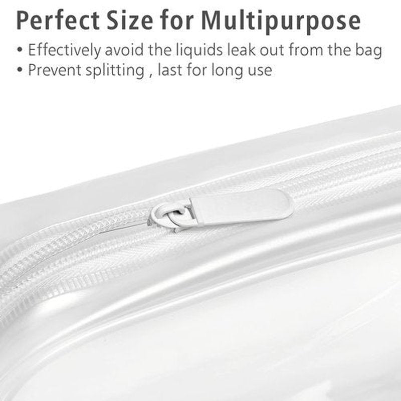 PACKISM Clear Toiletry Bag - 3 Pack TSA Approved Toiletry Bag Quart Size Bag, Travel Makeup Cosmetic Bag for Women, Carry on Airport Airline Compliant Bag, White
