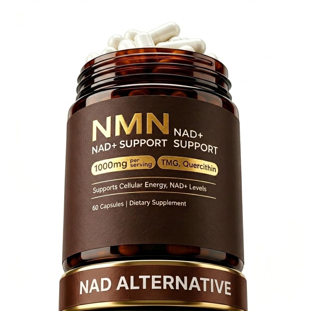 NMN Supplement 1000mg, 4-in-1 Liposomal NMN 1000mg Pure Organic for NAD+ Supplement with Quercetin, TMG, NMNH Alternative, Supports Cellular Energy & NAD+ Levels, Third-Party Tested, 60 Capsules