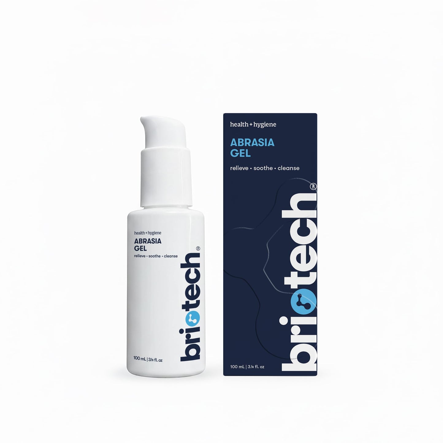 BRIOTECH Abrasia Gel, Hypochlorous Acid Cleanser for Minor Cuts & Scrapes, Vegan HOCl Hydrogel, Quick Dry Irritation Relief, Anti-Itch, Sunburn Discomfort, Antibiotic Free, 3.4 fl oz (2 Pack)