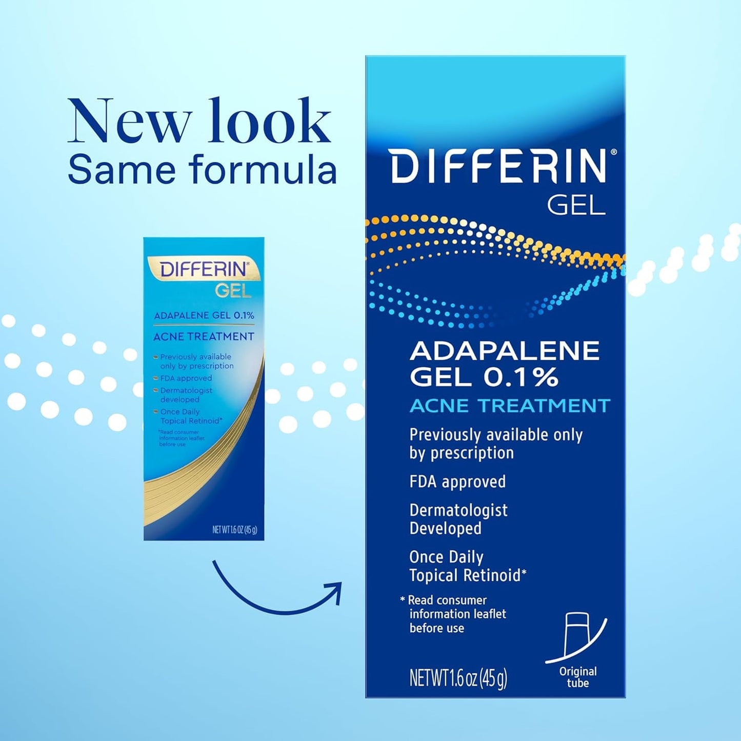 Differin Acne Treatment Gel & Power Patch Set - 36 Acne Patches (18 Large, 18 Small) with 0.1% Adapalene - Perfect Mother's Day Gift