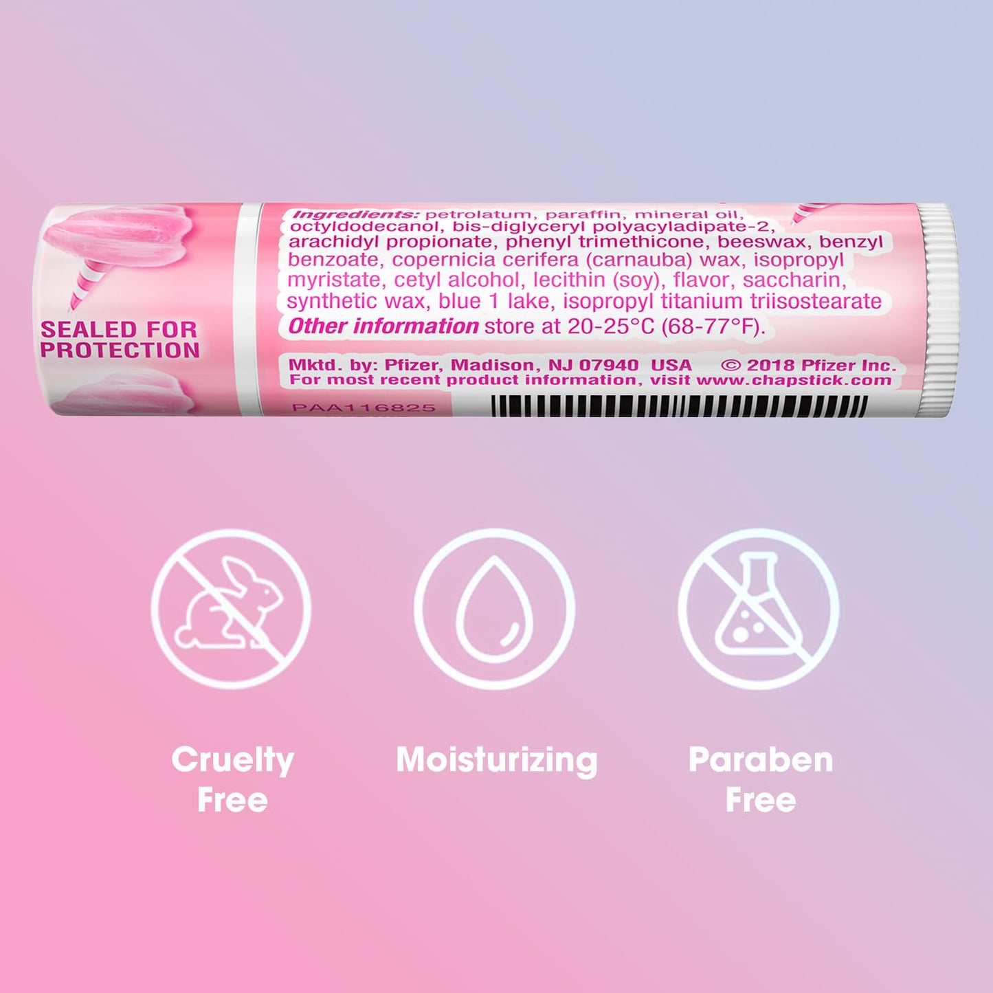 ChapStick Lip Moisturizer, Cotton Candy, 12-Pack – Limited Edition Bulk Lip Balm, Fun & Yummy, 0.15 Oz Ea