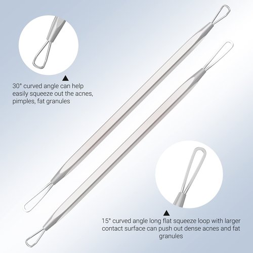 MelodySusie Blackhead Remover Pimple Popper Tool Kit Professional Blackhead Extractor Removal Tool for Nose Face with Portable Metal Case, Silver, Gifts for Women