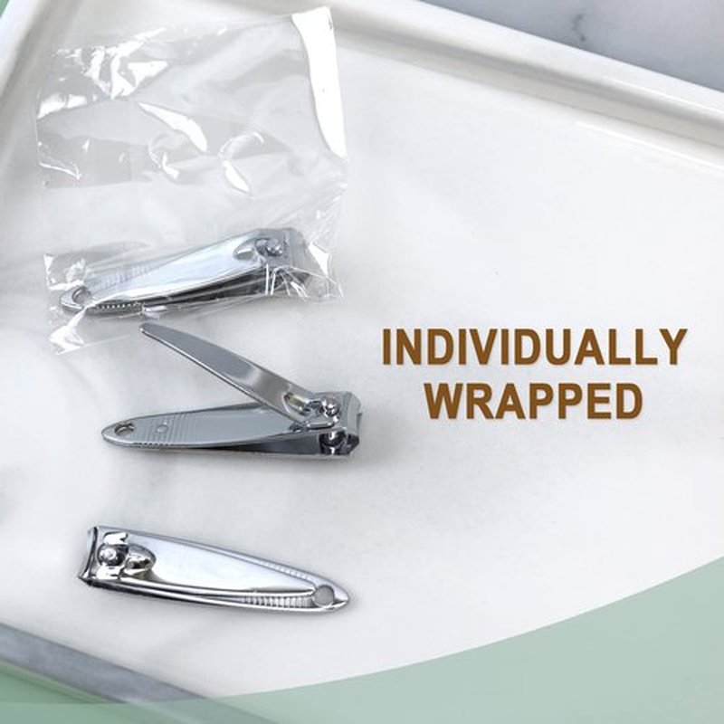 Stainless Steel Nail Clippers Individually Wrapped, 100 Pack Nail Clippers Bulk,Bulk Nail Clippers for Homeless Individually Wrapped, for Homeless,Shelter, Air Bnb, Hotel (100 PCS)