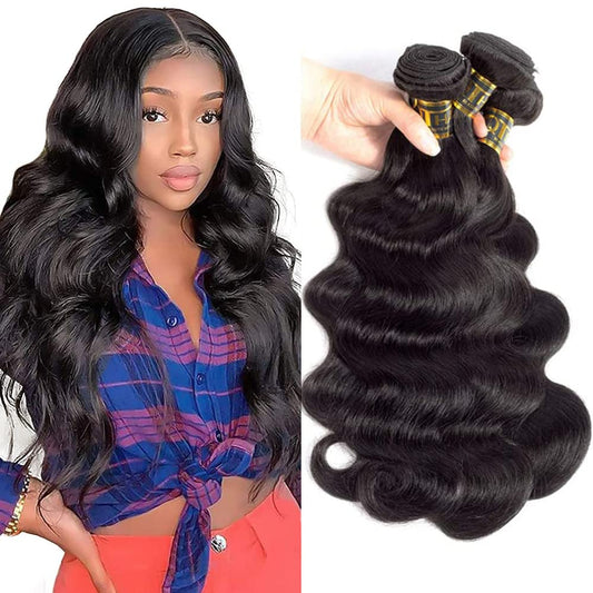 QTHAIR 16A 3 Bundles Brazilian Body Wave Virgin Hair 20" 20" 22" Natual Color 300g 100% Unprocessed Brazilian Human Hair Body Wave