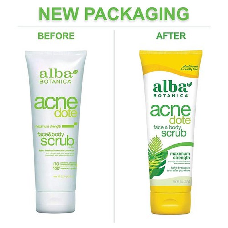 Alba Botanica Acnedote Face & Body Scrub, Maximum Strength 8 oz ( Pack of 3)