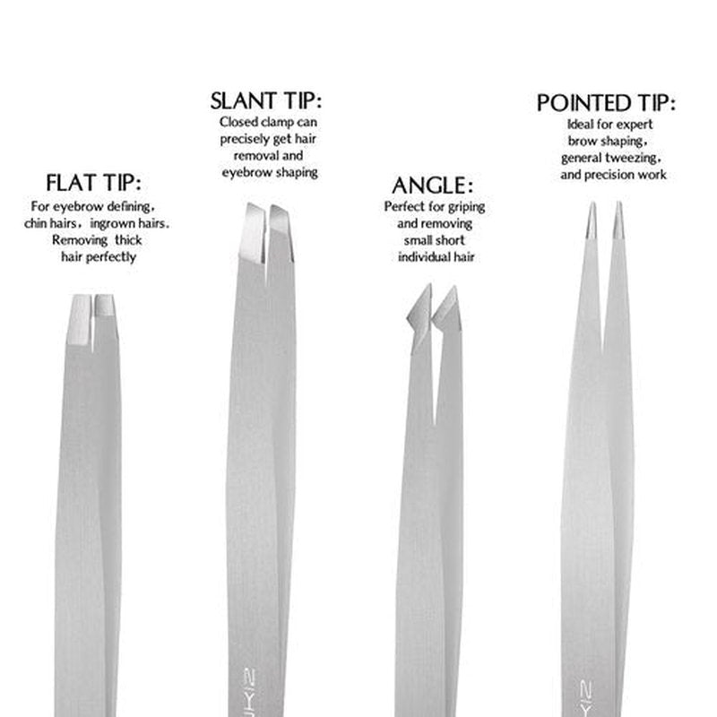 LANKIZ Tweezer Set, 6 Pcs Eyebrows Tweezers Set with Travel Case Professional Stainless Steel Tweezers for Women & Men, Great Precision for Eyebrow, Ingrown Hair, Facial Hair Removal - Sliver