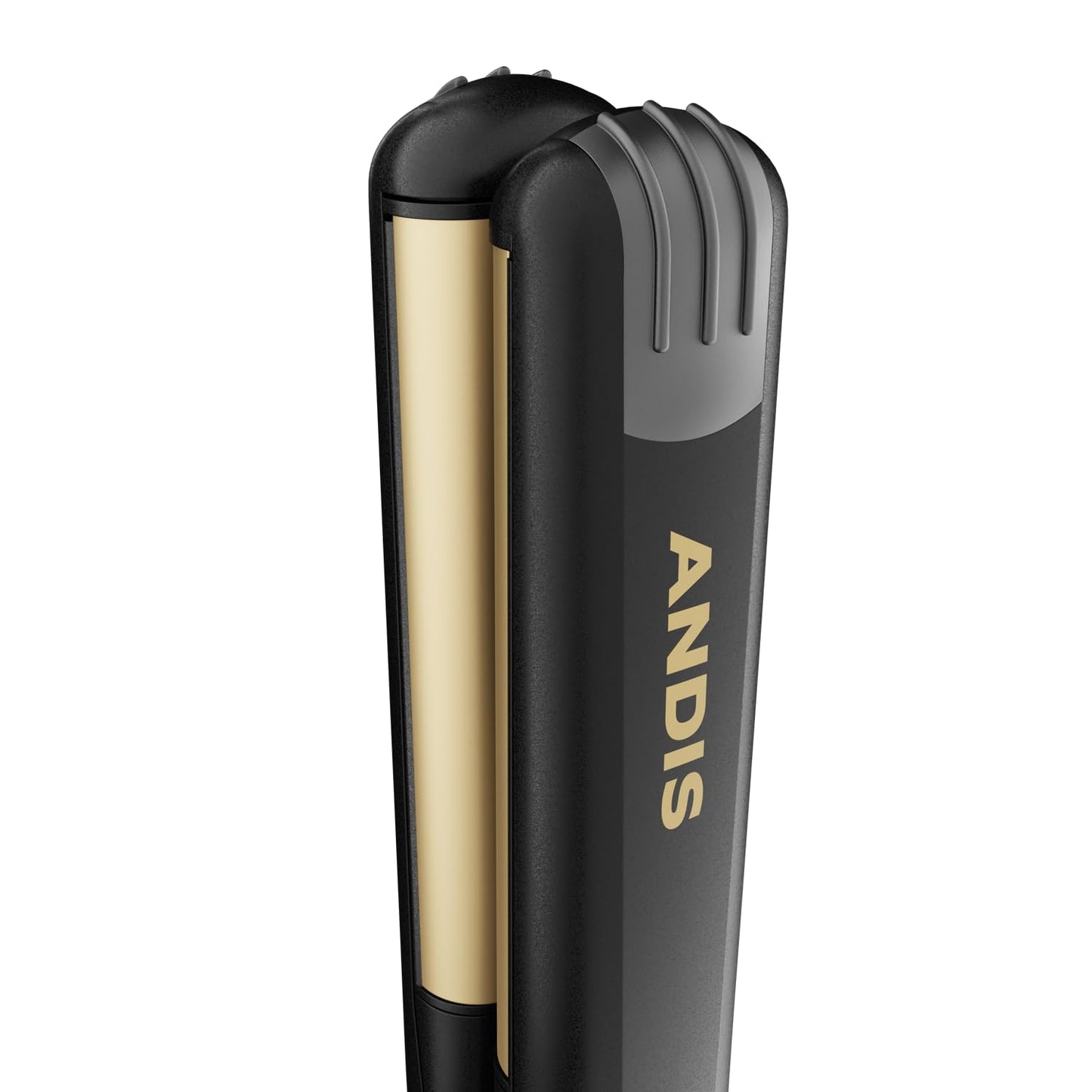 Andis 67695 Professional Curved Edge, 1-inch 450ºF High Heat Tourmaline Nano-Ceramic Hair Flat Iron with Dual Voltage and Auto Shut-Off - Frizz-Free Ceramic Hair Straightener - Black/Gold