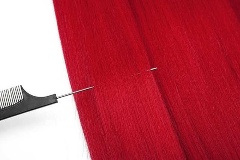 Pre-Stretched Braiding Hair Extensions Hot Water Setting Braiding Hair Easy Braid Crochet Hair Professional Itch Free Synthetic Fiber Soft Yaki Texture Braids hair 26In （4 Bundles,RED)