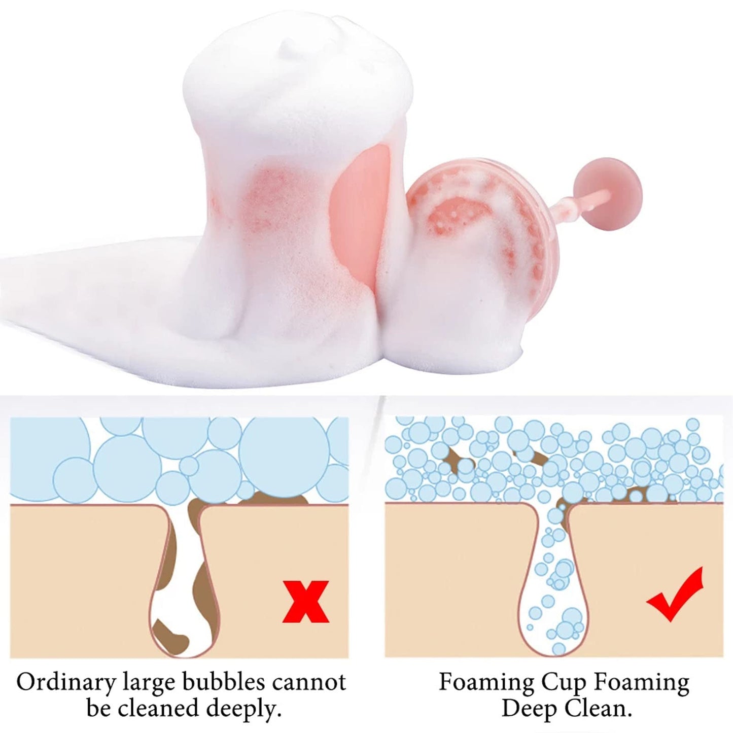 Misforu Face Foam Maker 2 PCS Facial Cleansing Tool Rich Cream Foamer Deep Cleanser Foam Maker Cup Cleansing Foaming Maker for Wash Facial Skin (Pink)
