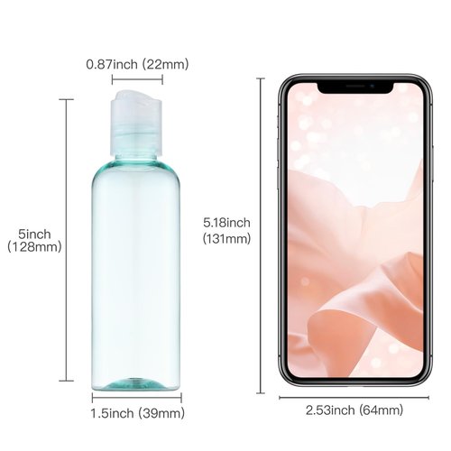 owlyee 3.4 oz Travel Bottles for Toiletries, Empty Travel Size Containers Tsa Approved, 5PCS Small Plastic Shampoo Bottles with Labels (100ml)