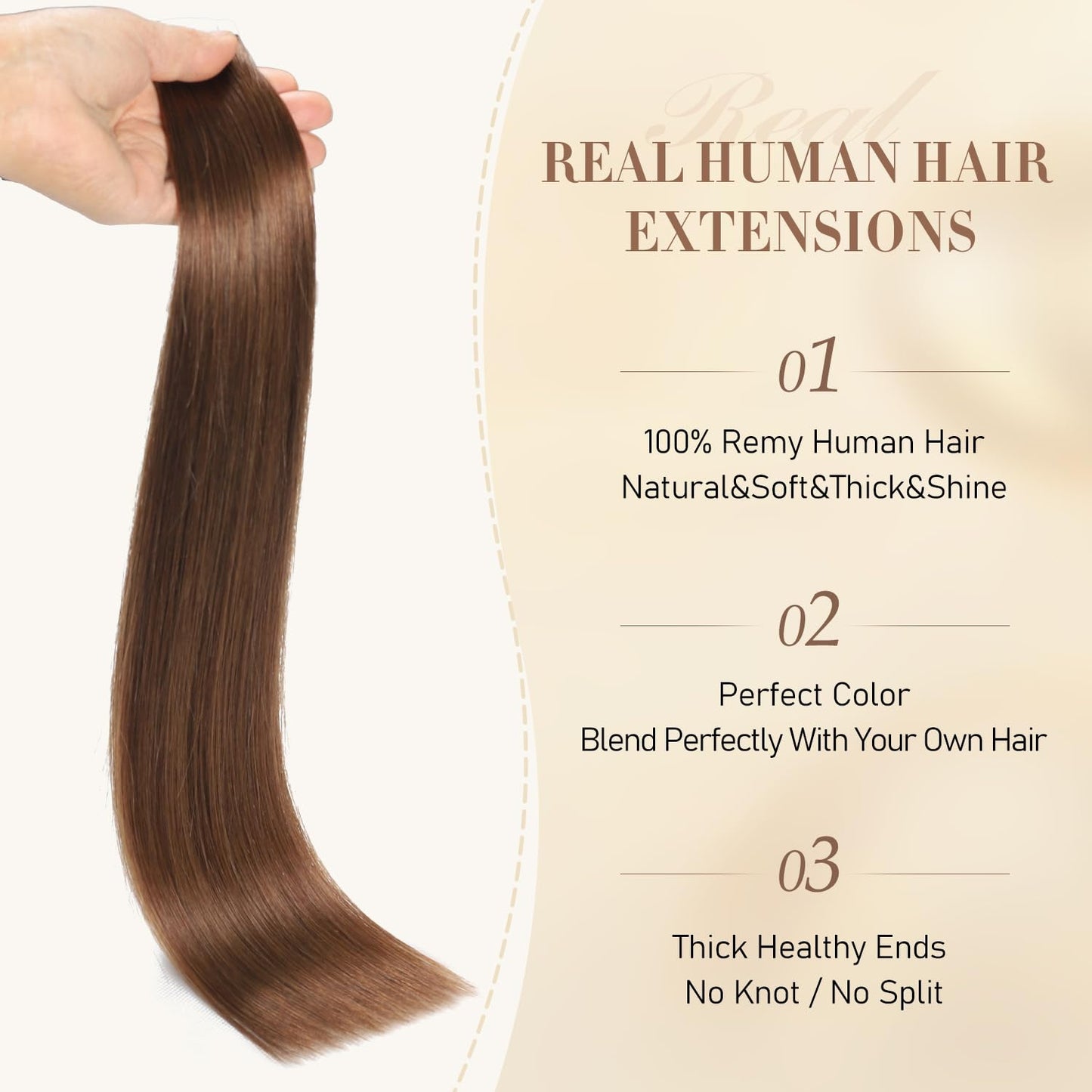 YGP Tape in Hair Extensions Human Hair 16 Inch 40g 20 pcs Chocolate Brown Tape in Extensions Seamless Skin Weft Double Sided Invisible Tape Hair Extensions