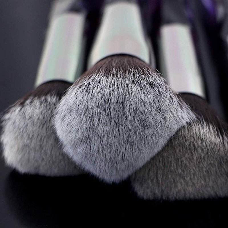 Premium Makeup Brush Set, 10pcs Complete Synthetic Kabuki Eye Shadow Concealer Make Up Brushes Beautiful Crystal Handle (Purple)