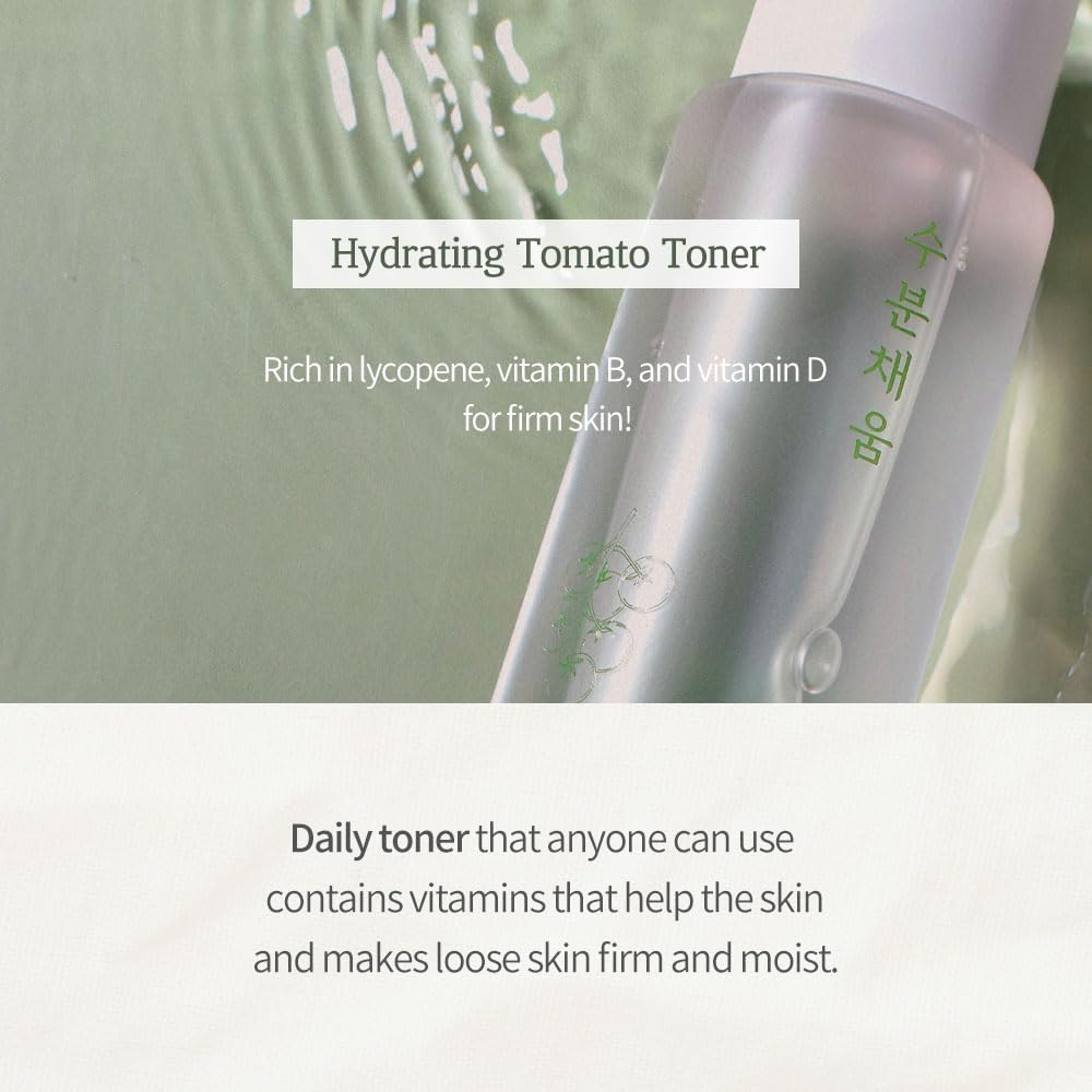 PRETTYSKIN Moisturizing Facial Toner-Gentle Exfoliating & Moisture Boosting Formula – Tomato Extract + Vitamins B, D – for Smooth, Supple Skin 8.45fl.oz (250ml) (Green Tomato AHA BHA PHA)