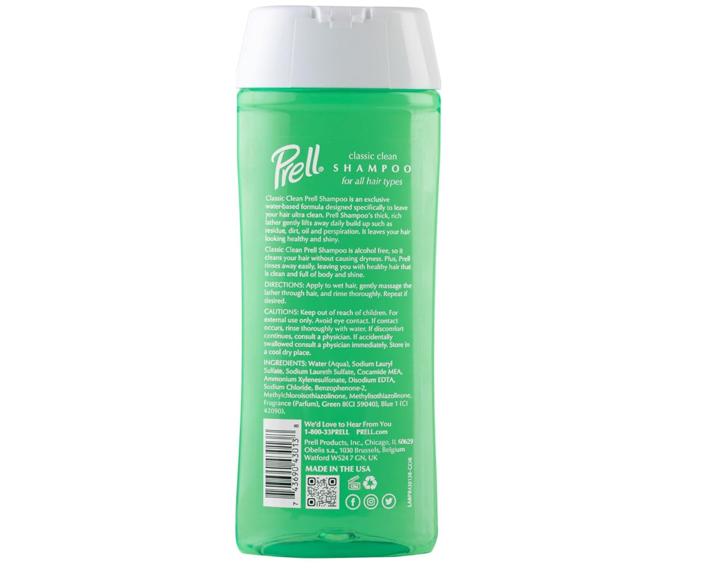 Prell Shampoo, Classic Clean 13.5 Fluid Ounce, 5 Count.