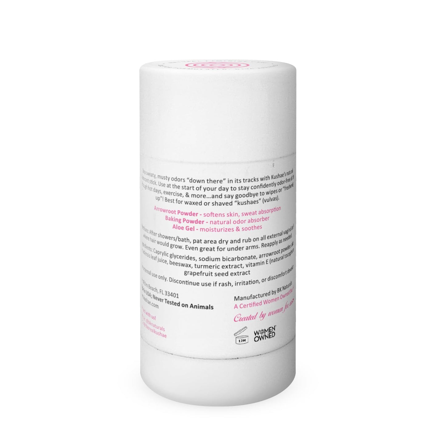Kushae Natural Feminine Deodorant Stick for Women, Aluminum Free, All Natural Unscented and Fragrance Free Solid Deodorant Stick, 2 oz
