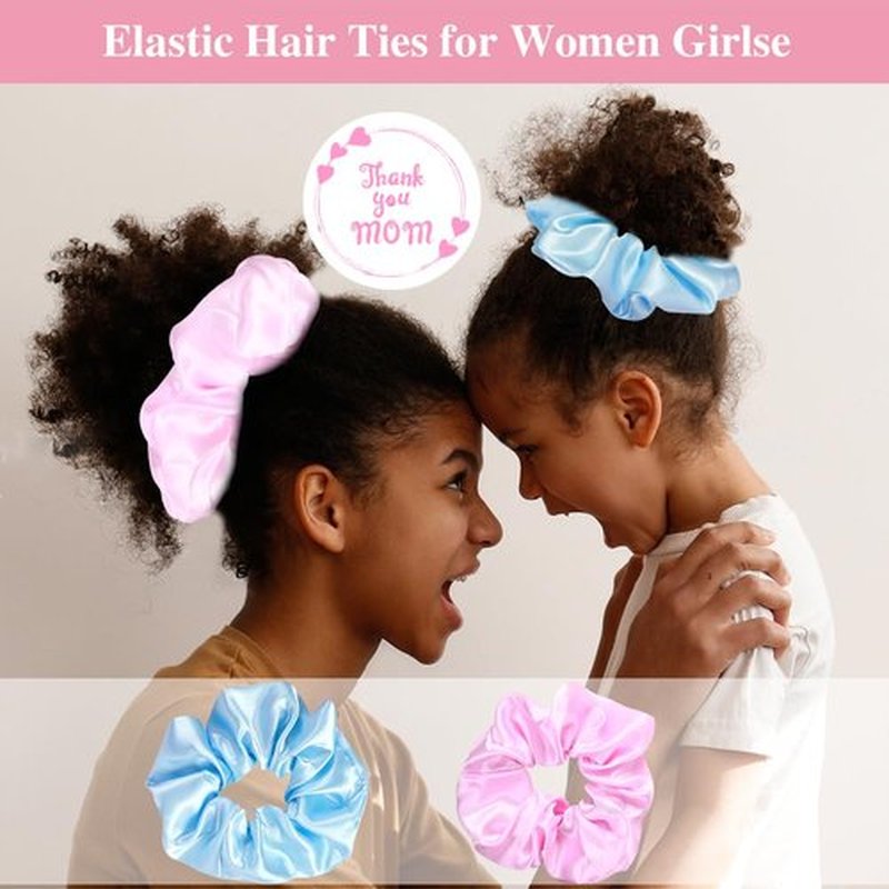 2+2 Satin Bonnets with Scrunchies for Kids, Cute Hair Bonnets for Girls Sleeping Curly Hair, C