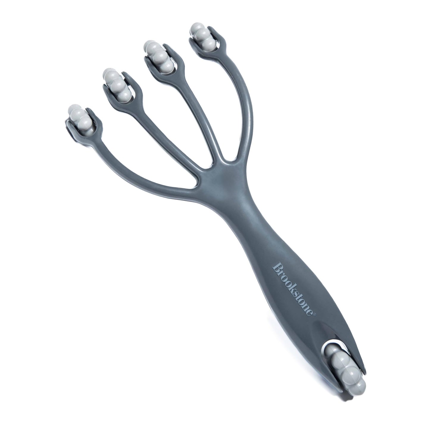 Brookstone Dual-Sided Scalp & Head Massager - Premium Scalp & Temple Relief - Roller Massager for Stress Relief & Relaxation - Ergonomic Massage Roller Tool (Grey)