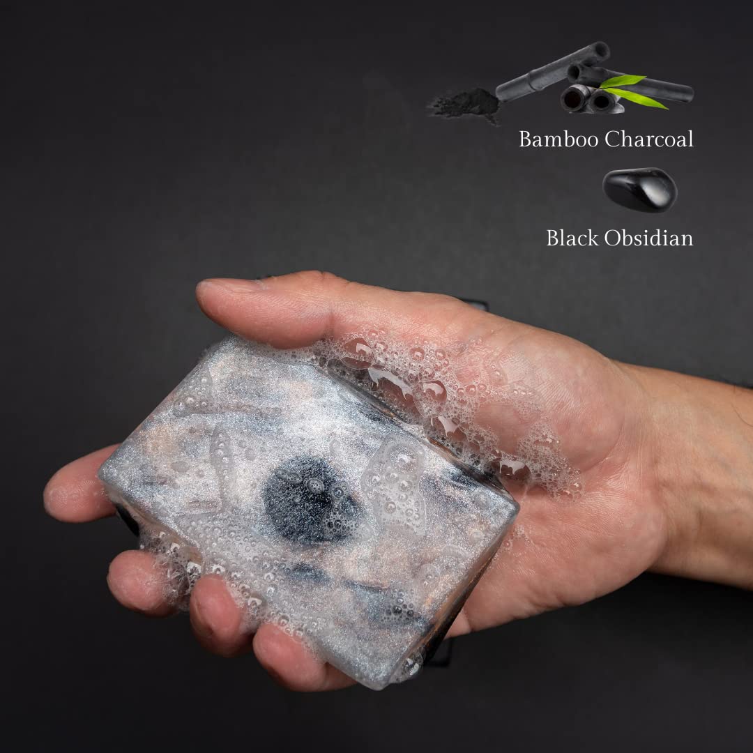 Earth & Home Rock Soap Gift Set of 2- Mothers Day Gift- Decorative Scented Gemstone Soap with Crystals (Jade & Black Obsidian) Inside- with Natural Ingredients & Essential Oil
