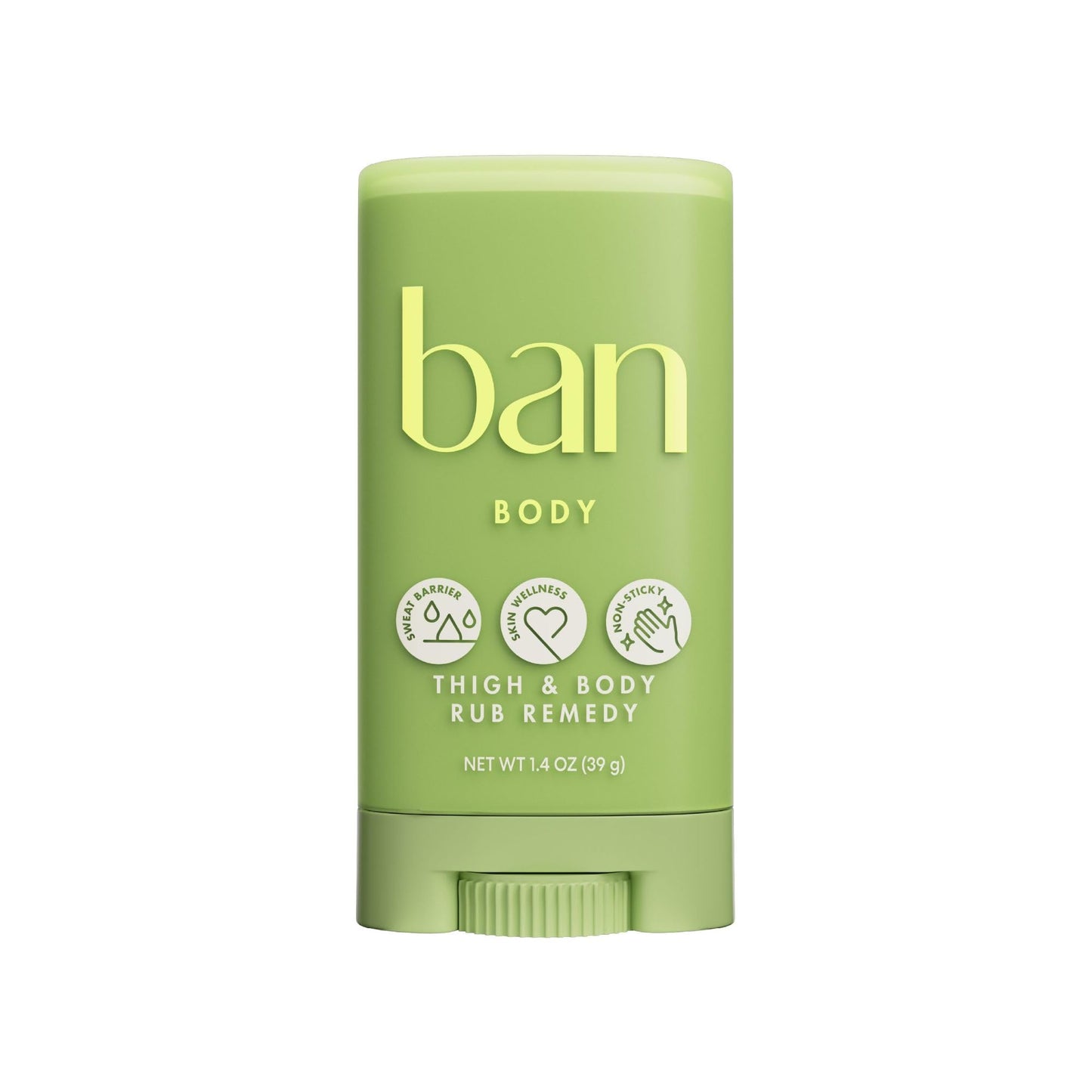 Ban Thigh & Body Anti-Friction Balm, Prevents Chafing & Skin Irritation, Anti Chafe Balm for Women & Men, Aluminum, Baking Soda & Talc Free, Unscented, 1.4 Oz
