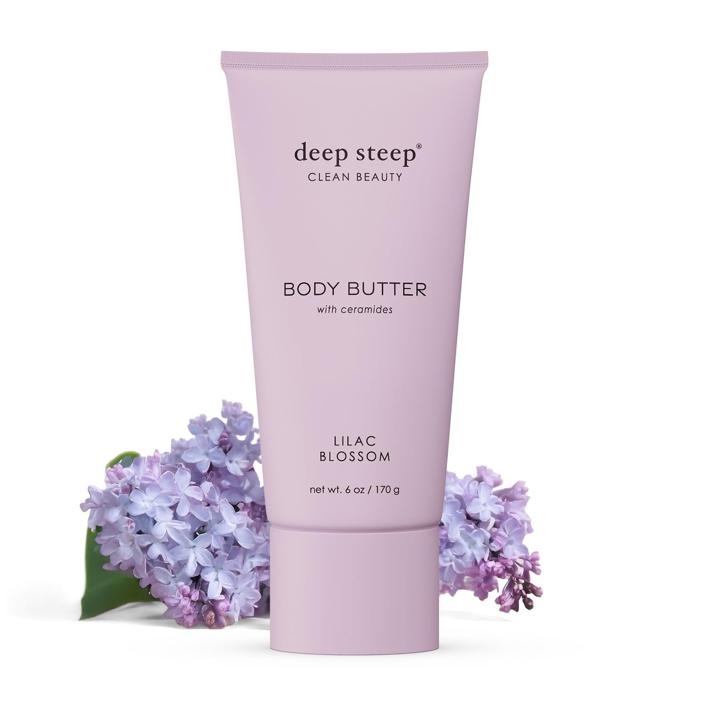 Deep Steep Body Butter, 6 oz – Rich Moisturizer with Ceramides, Coconut Oil, Argan Oil & Aloe Vera – Vegan, Clean Beauty, Smooth & Hydrated Skin (6 Ounces, Lilac Blossom)