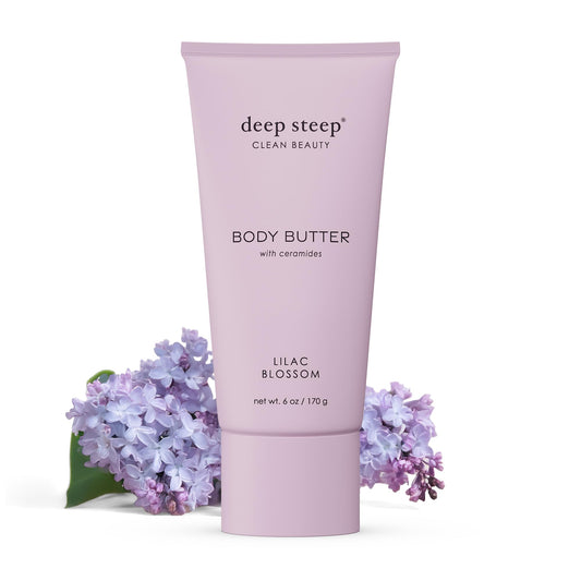 Deep Steep Body Butter, 6 oz – Rich Moisturizer with Ceramides, Coconut Oil, Argan Oil & Aloe Vera – Vegan, Clean Beauty, Smooth & Hydrated Skin (6 Ounces, Lilac Blossom)
