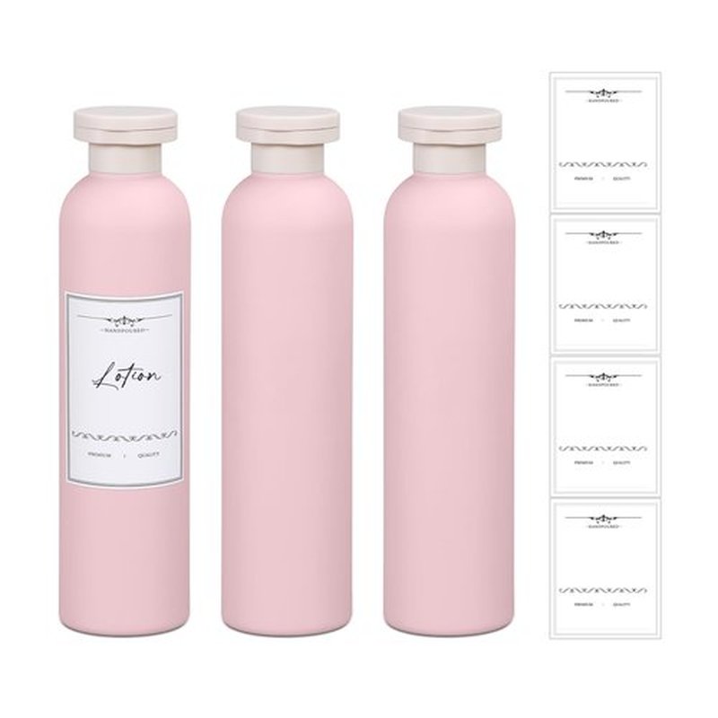 UMETASS 8.8oz Travel Bottles for Toiletries, Empty Plastic Squeeze Bottles with Flip Cap, Lotion Container for Toiletries (3 pack, pink)