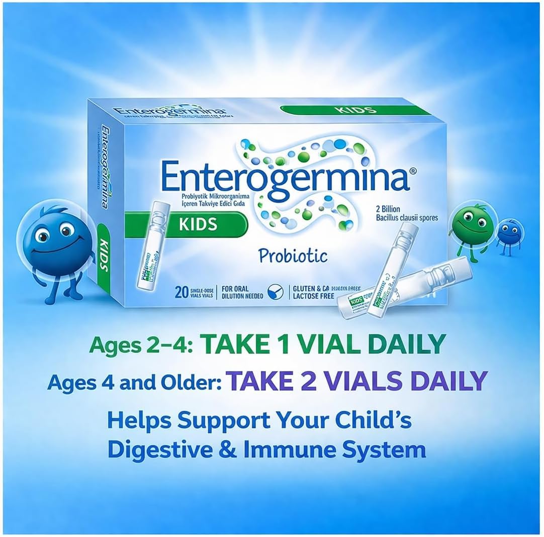 EnterogerminaKids 20 Vial | Probiotic Oral Suspension for Children | Digestive & Gut Flora Support
