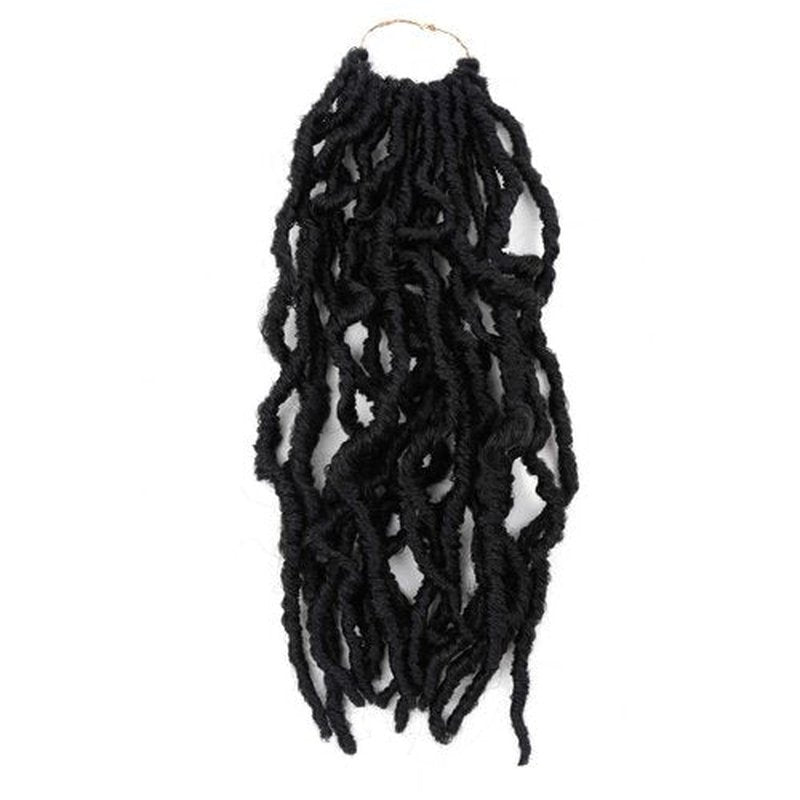 Layashow Short Soft Locs Crochet Hair Pre Looped 6 Packs 12 Inch Faux Locs Crochet Braids Goddess Curl Wavy Locs Crochet Hair for Women (12 Inch(Pack of 6),1B)