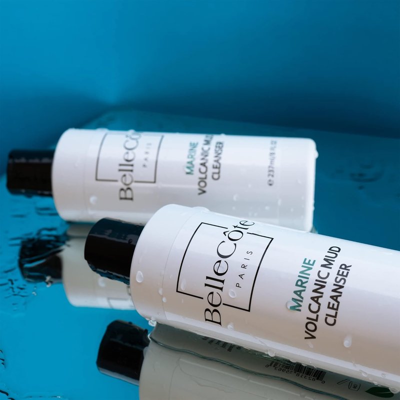 BelleCôte Paris Marine Volcanic Mud Face Cleanser - Detoxifying Clay for Oily & Combination Skin | Pore Reduction & Acne Treatment