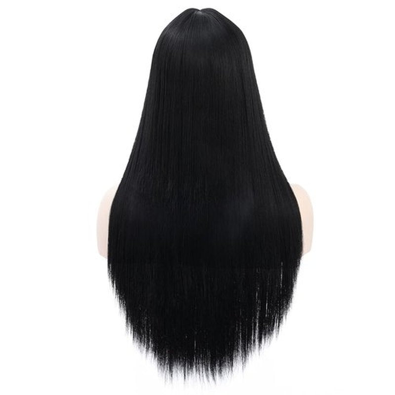 BERON Black Wigs Straight Long Hair Wigs with Bangs Women Fashion Heat Resistant Synthetic Natural Looking Wig for Cosplay Party or Daily Use