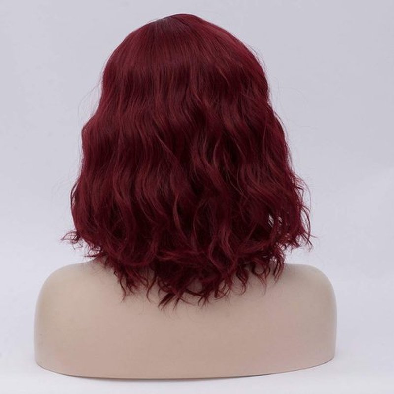 Cying Lin Short Bob Wavy Curly Wig Wine Red Wig For Women Cosplay Halloween Wigs Heat Resistant Bob Party Wig Include Wig Cap (Wine Red)