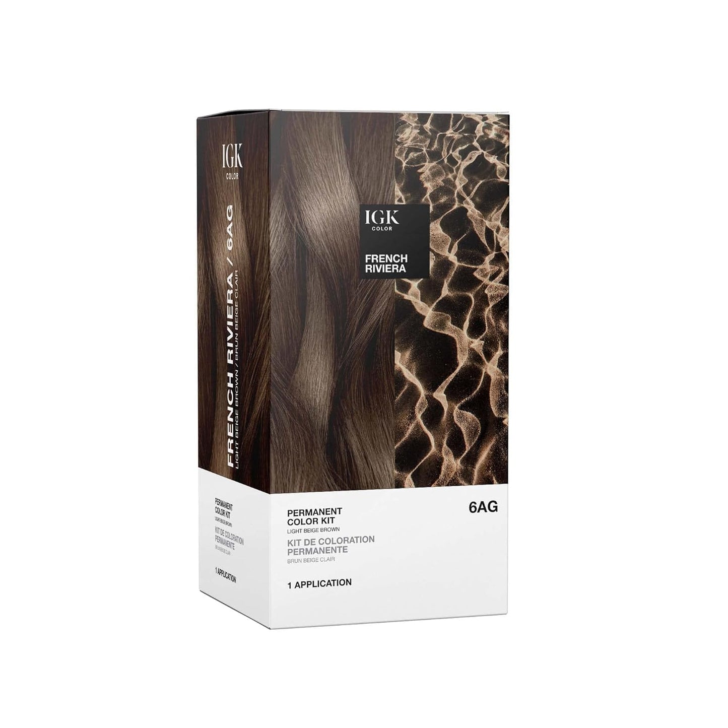 IGK Permanent Hair Dye Color Kit | 7 N Latte - Dark Natural Brown | 100% Gray Color Coverage + Strengthen + Shine | Ammonia Free