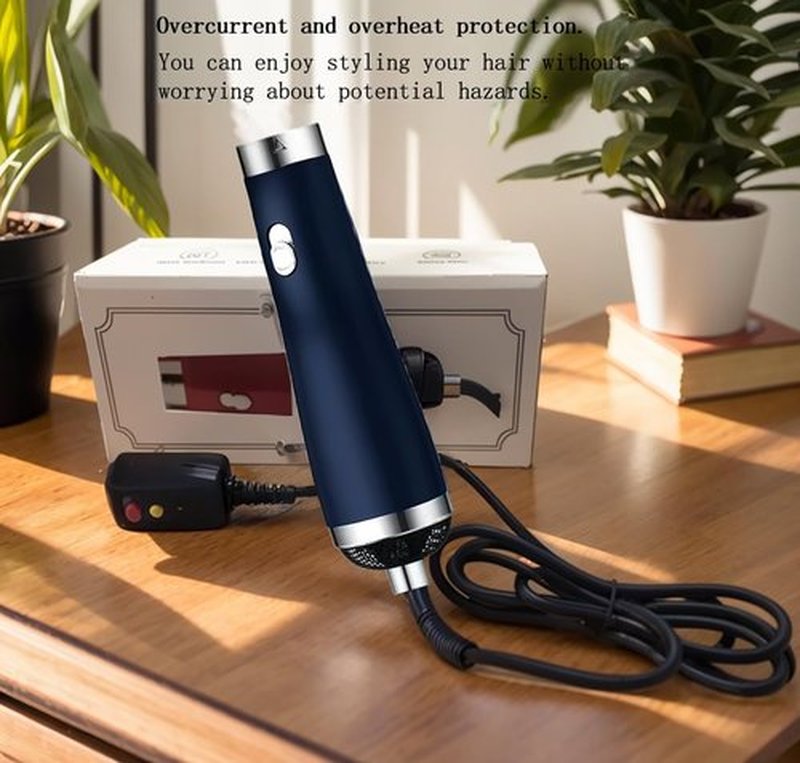 Travel Hair Dryer- 1800W High-Speed Brushless Motor Negative Ionic Blow Dryer for Fast Drying, Low Noise Thermo-Control Hair Dryers with Comb for Salon, Home and Travel (Blue)