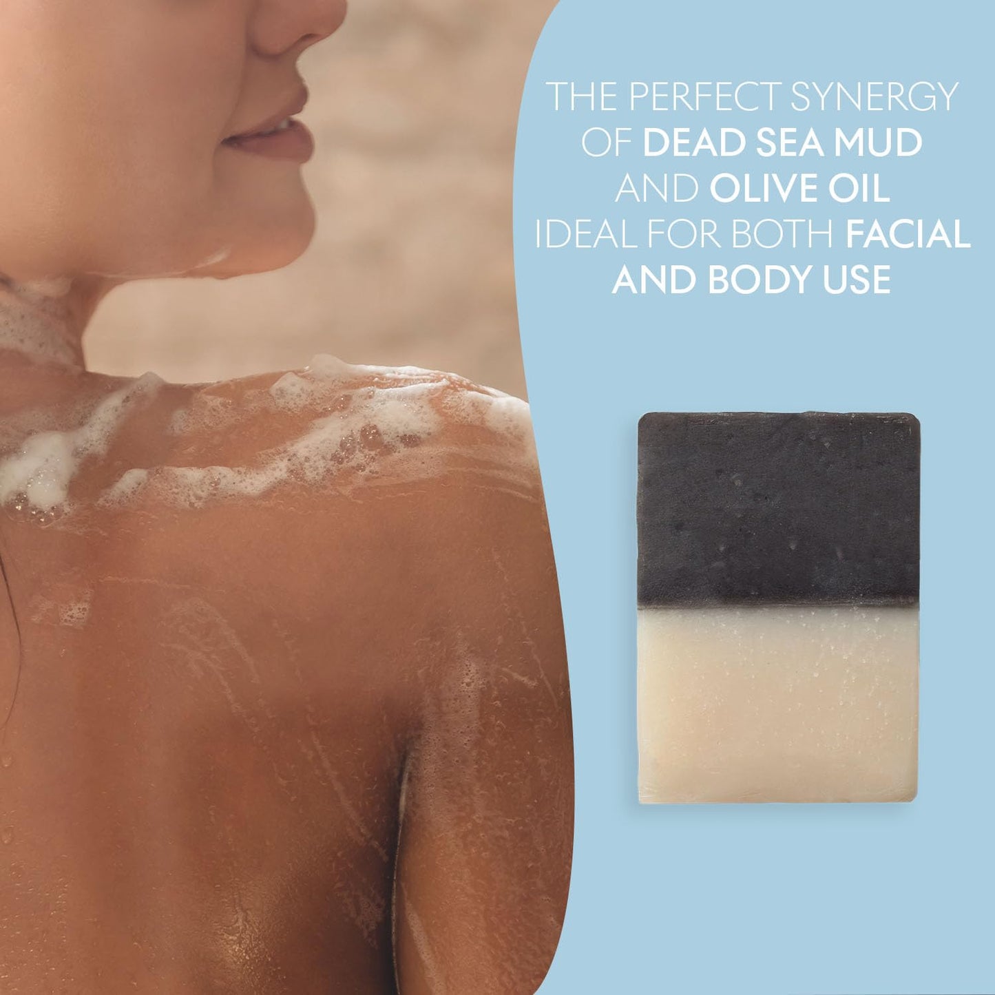 SEACRET Minerals Dual Power Soap Bar, Dead Sea Mud & Olive Oil, 3.5 Oz / 100 g