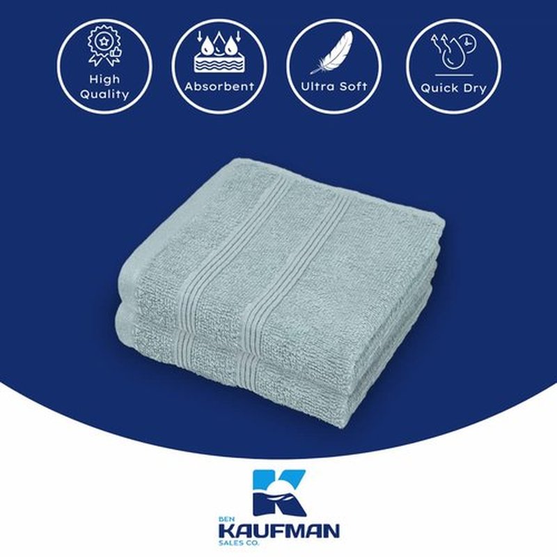 Kaufman - Premium Washcloth Set of 72 (13x13 Inches) 100% Cotton Ring Spun, Highly Absorbent, Durable and Ultra Soft Feel Wash Cloths Essential for Bathroom, Spa, Gym, and Face Towel (72PK)