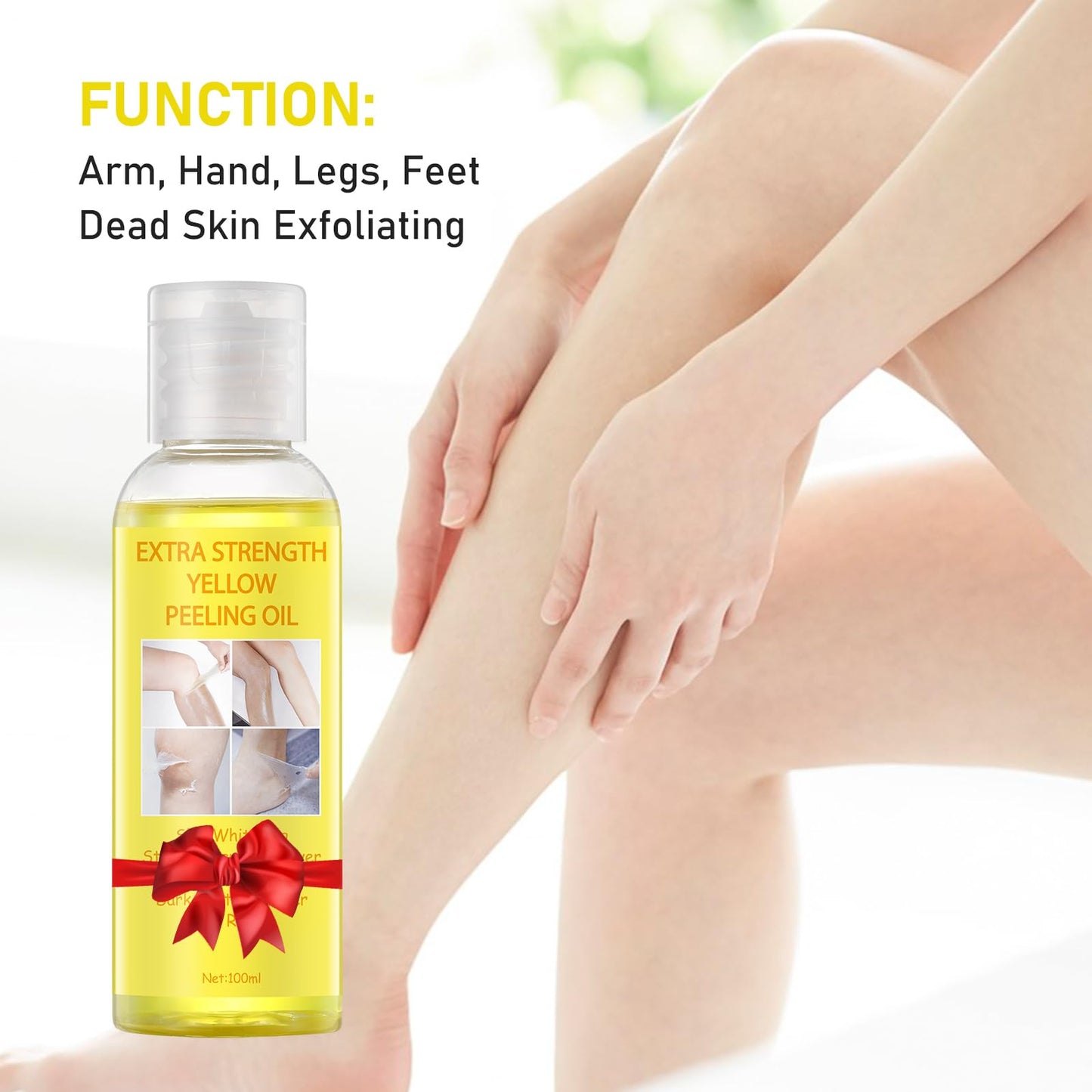 AOPEIBOTO Yellow Peeling Oil for Dark Skin, Extra Strong Peel Oil for Body Hands Arms Feet Legs Dark Knuckle Dead Skin Exfoliating, 3.38 fl.oz/100 ml
