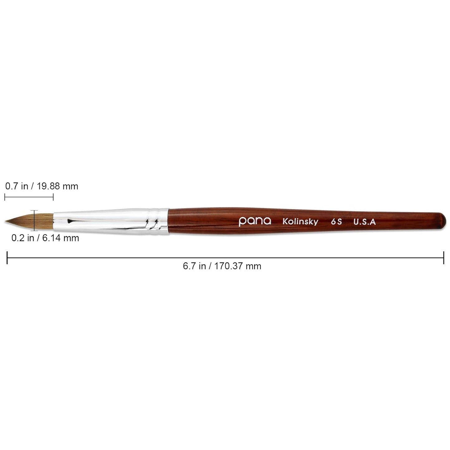 Size 10 PANA Pure Kolinsky Acrylic Nail Brush - Oval Crimped Clear Handle