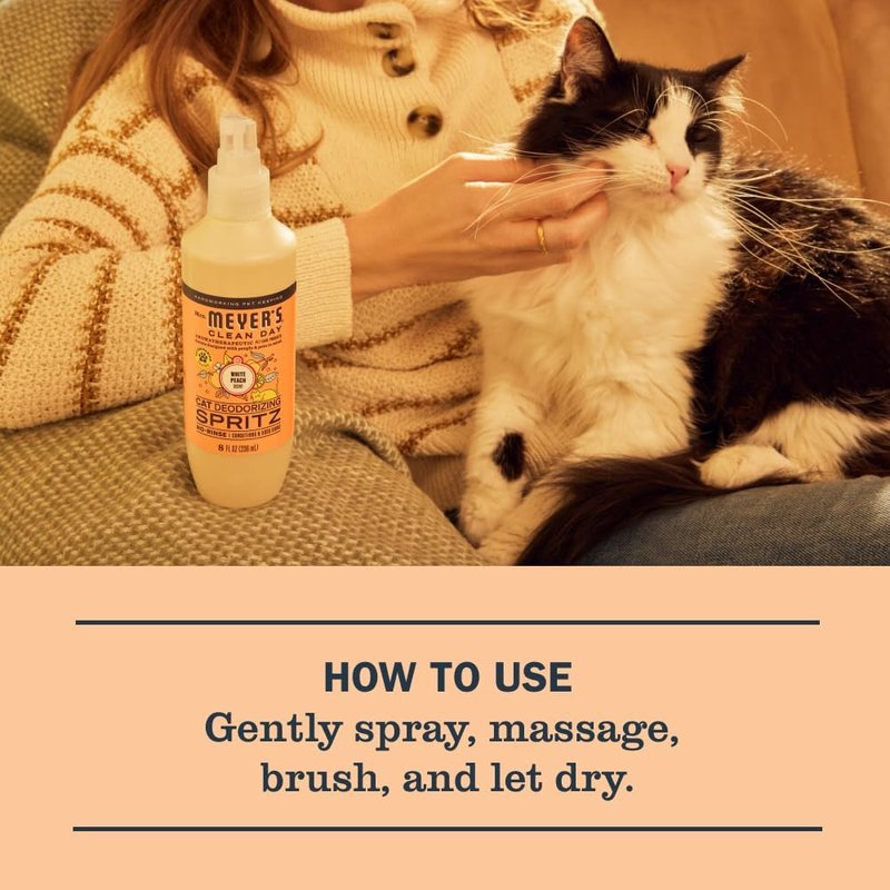Mrs. Meyer's Cat Deodorizing Spray - White Peach Scent | 8oz Natural Odor Eliminator