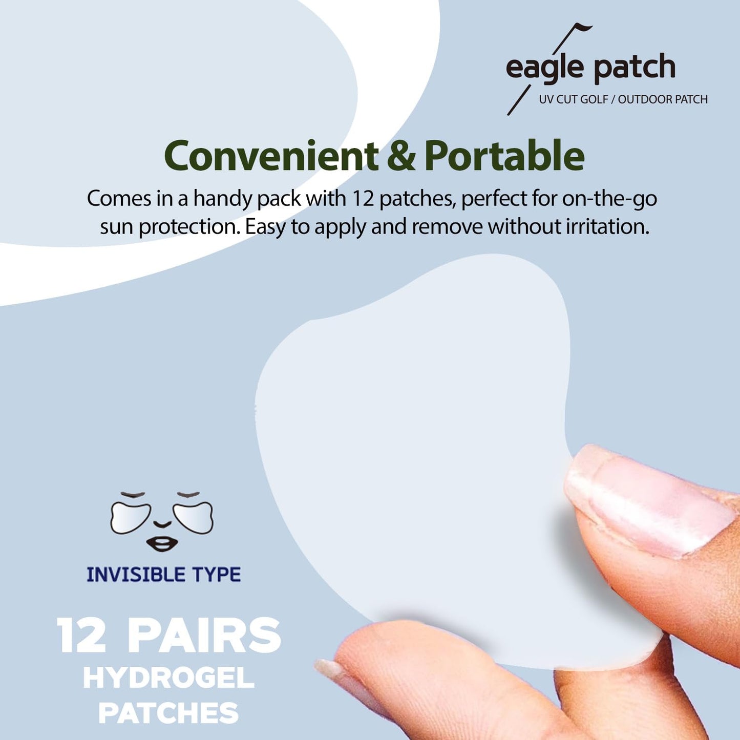 EAGLE PATCH UV Protection Golf Patch (Clear, 12 PCS)- Hydrating Sunscreen Gel Facial Patches for Outdoor Activities, Skin Care Sunblock for Golfers