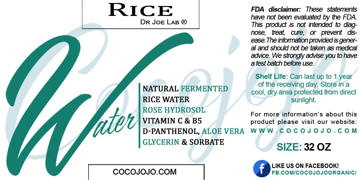 Dr Joe Lab Rice Water Growth Mix - Nourishing Toner with Rose Hydrosol Aloe Vera Face & Scalp Essence Rice Extract Pro Vitamin B5 Oily Skin Alcohol-Free Spray Spritz (32 oz & Empty Sprayer)