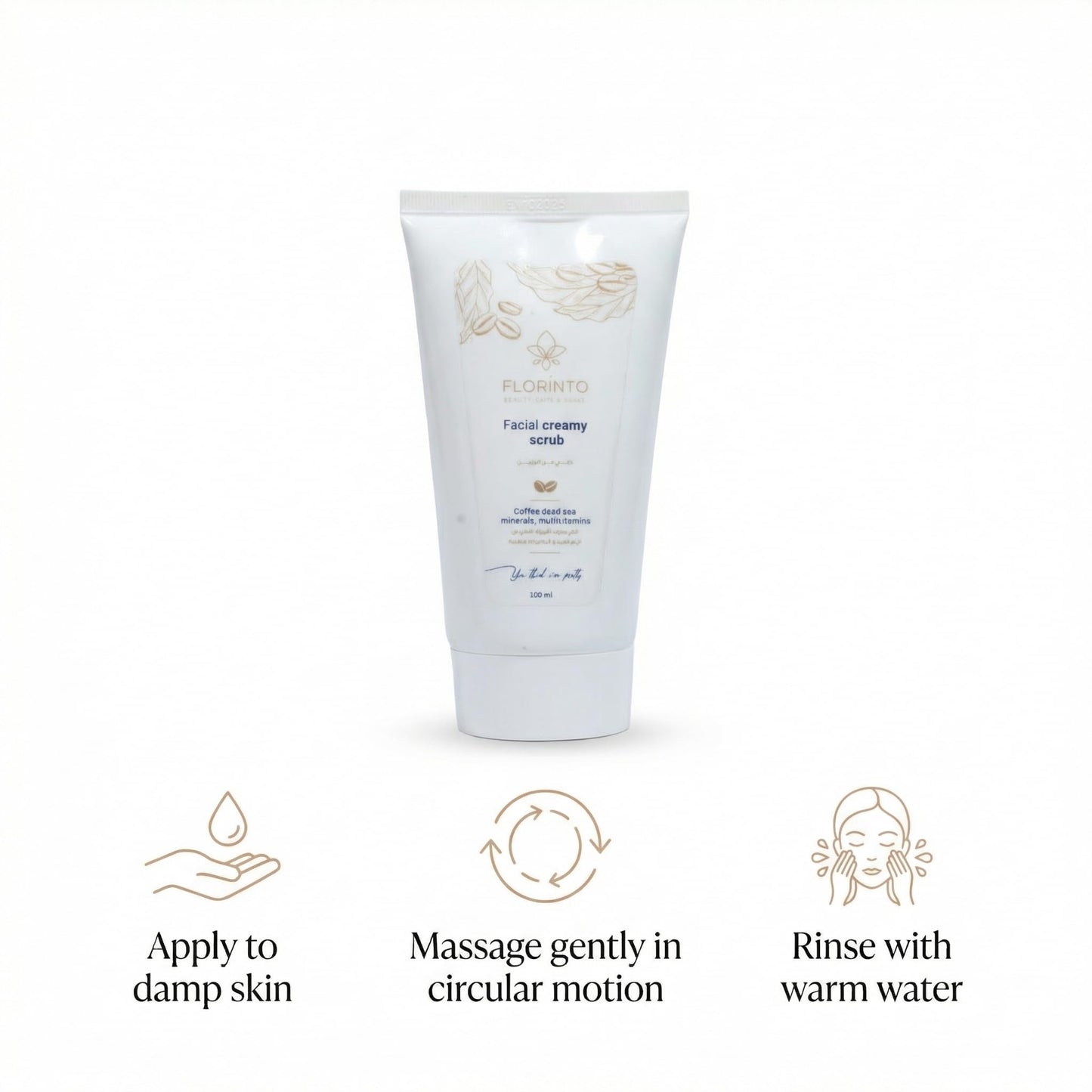 FLORÍNTO Coffee Facial Scrub – Gentle Exfoliating Face Scrub with Dead Sea Minerals, Apricot Kernel & Sweet Almond Oil – Removes Blackheads, Cleanses Pores & Revitalizes Skin – 120 g