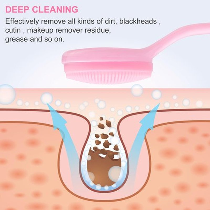 HINZIC 2 Pack Silicone Manual Facial Cleansing Brush, Skin Friendly Waterproof Face Cleaning Scrubber Exfoliator Cleanser for Blackheads Whiteheads Makeup Residues Removal- Pink