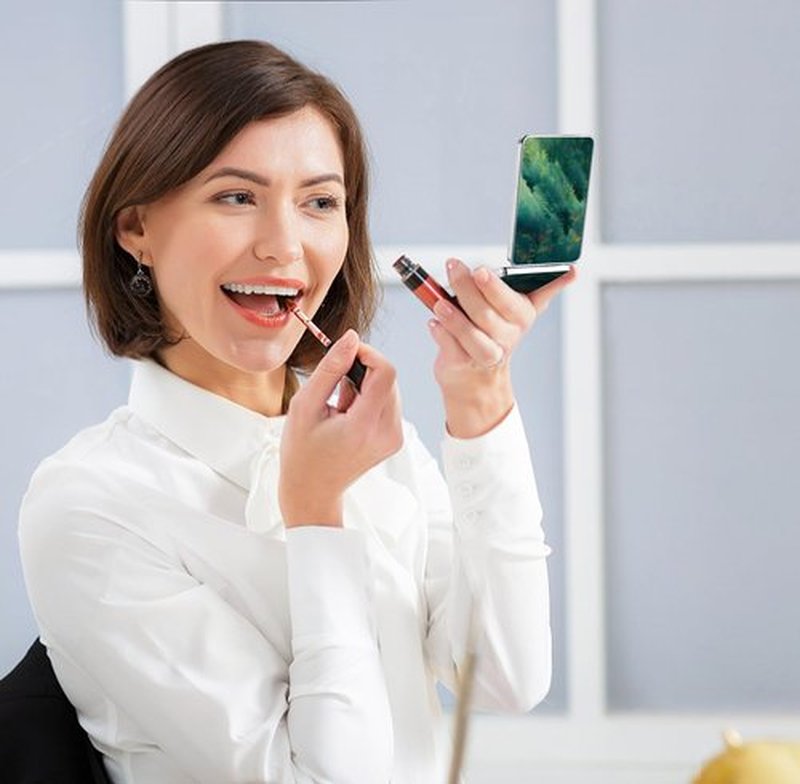 dcdcee Pocket Mirror, Small Travel Mirror with Magnification, Portable Double-Sided Magnifying Cosmetic Mirror for Daily (Forest)