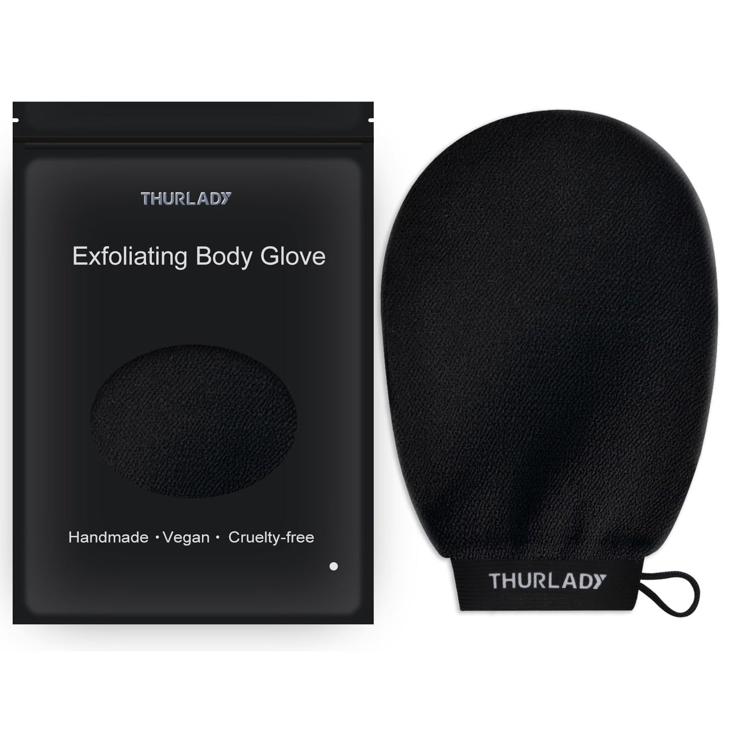 THURLADY Exfoliating Glove, Korean Exfoliating Mitt, Black