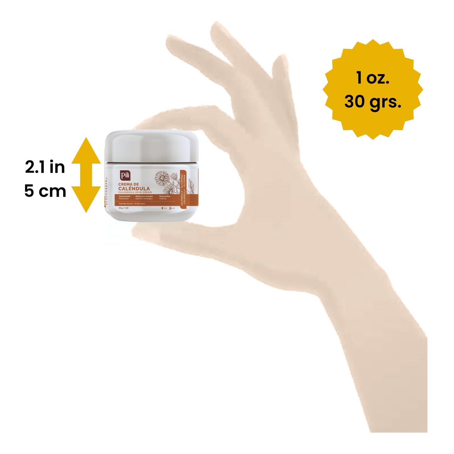 Pili Natural Calendula Cream Hydrating Moisturizer for Dry, Rough, or Chapped Skin Soothing Face, Hand & Body Cream with Beeswax & Glycerin 3 Pack x 1 oz Each