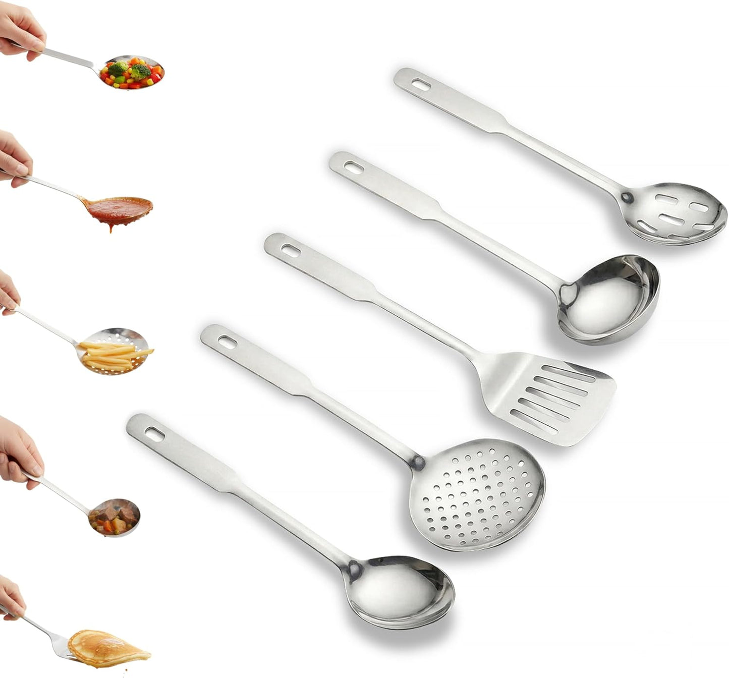 Amco 5-Piece Stainless Steel Cooking Utensil Set | Durable & Easy to Clean Kitchen Tools