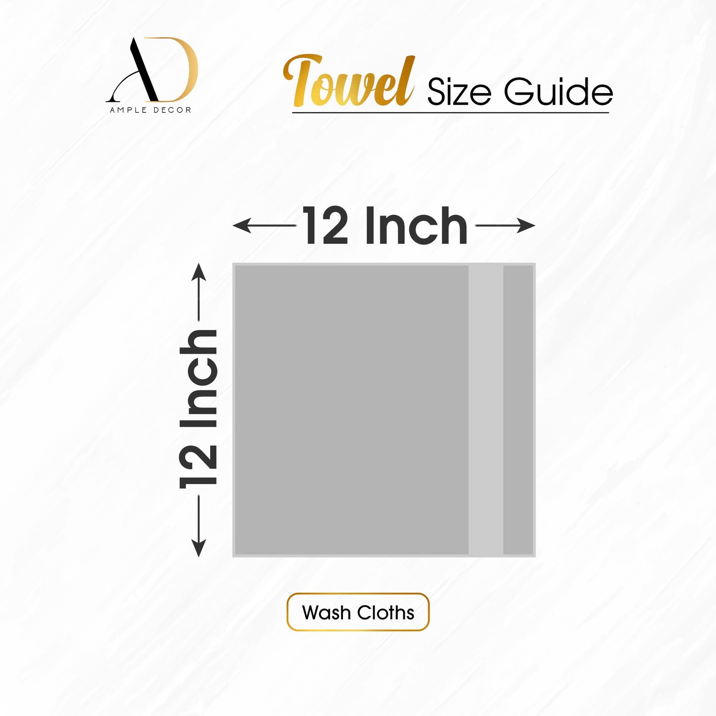 Ample Decor 100% Cotton Washcloths 12x12 Inches, 600 GSM, Soft & Absorbent, Durable, Set of 5, Gray