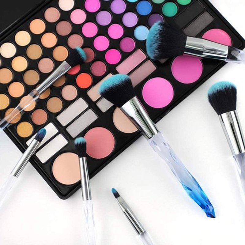 Makeup Brush Professional, Acrylic Diamond Handle Make Up Brushes Series for Full Face Foudation Blush Eyeshadow Concealers Powder Transparent Beauty Tools